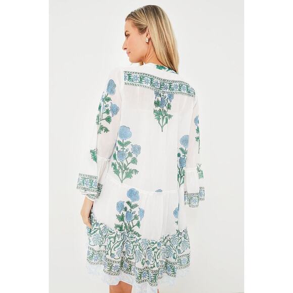 JULIET DUNN Exclusive White Poppy Flared Sleeve Dress Size 1 NWT Retail $295 - Picture 2 of 7